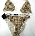 Vacation supplies boutique catalog by Chine b2b trader exports Plaid fabric decorated beach bikini in black and brown