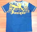 Spring vacation clothing outlet imports China made Boys trendy SONIQUE short sleeved shirt with yellow design