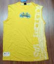 Aloha clothing manufacturer distributes beach active wear, Yellow, sleeveless summer t-shirt with white print design