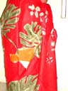 China clothing outsourcing wholesale dealer supplies exported Palm leaf theme on red sarong skirt