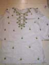 Wholesale import trader supplies crafted leisure wear, Womens leisure shirt with button up collar and green thread art