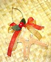 Fun home fashion gift shopping online store supplies wholesale Beach starfish with green and red ribbon christmas decoration