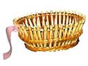 Leading import gift supplier wholesales Handmade woven wicker basket with deep dish and pink ribbon