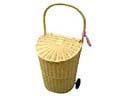 Travel collectible catalog distributor supplies unique Ladies wicker carry-all basket on wheels