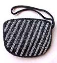 Handcrafted bead clutch handbag in silver and black striped design from China designer wholesale boutique exporter