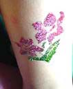Pink and green flower, sparkly body art tattoo from international skin wear art wholesale exchange factory store