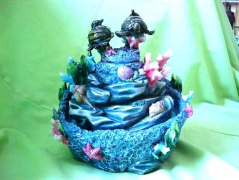 Buy exported wholesale trendy home and garden gift. Fountain style statue with floral, rock and two turtle decor  / china-wholesale-product-exporter-002