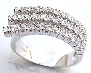 Wedding gift wholesale distribution catalog supplies Imitation diamond engagement ring in three lined design and silver plated band from China   / china-wholesale-product-exporter-002