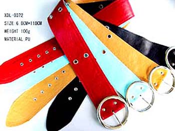 Trendy teen accessory import catalog. Thick fabric designer belt with metal cut-out holes and large circular buckle   / china-wholesale-product-exporter-002